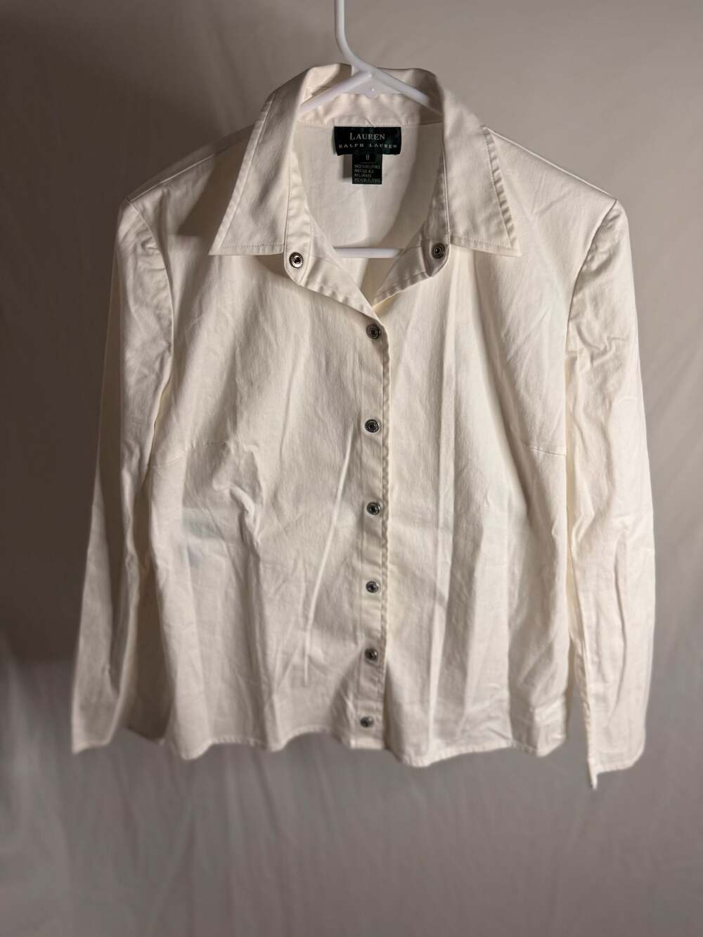 Lauren Ralph Lauren White Button-Down Denim Shirt Jacket Size 8